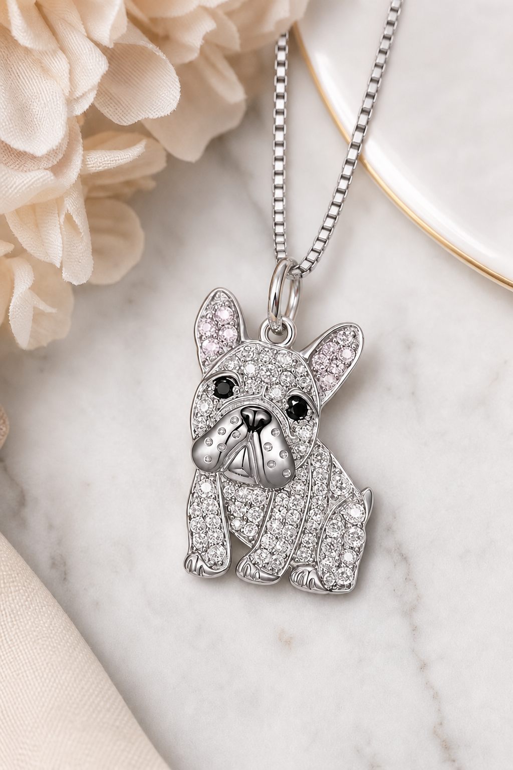 Rhinestone Bulldog Necklace