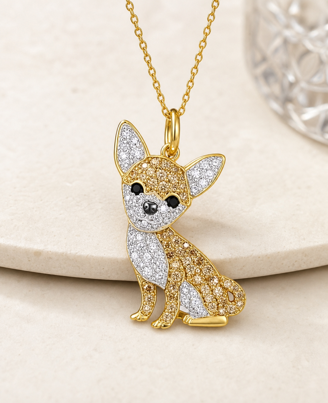 necklace, chihuahua necklace, animal jewelry, gold-tone jewelry, woodland style, pendant necklace, everyday wear, gift,Studio7Fashion