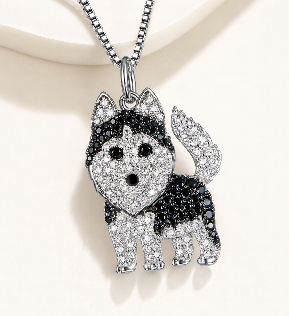 necklace, husky necklace, dog necklace, dog lover gift, animal jewelry, black jewelry, silver-tone jewelry, everyday wear, gift,Studio7Fashion