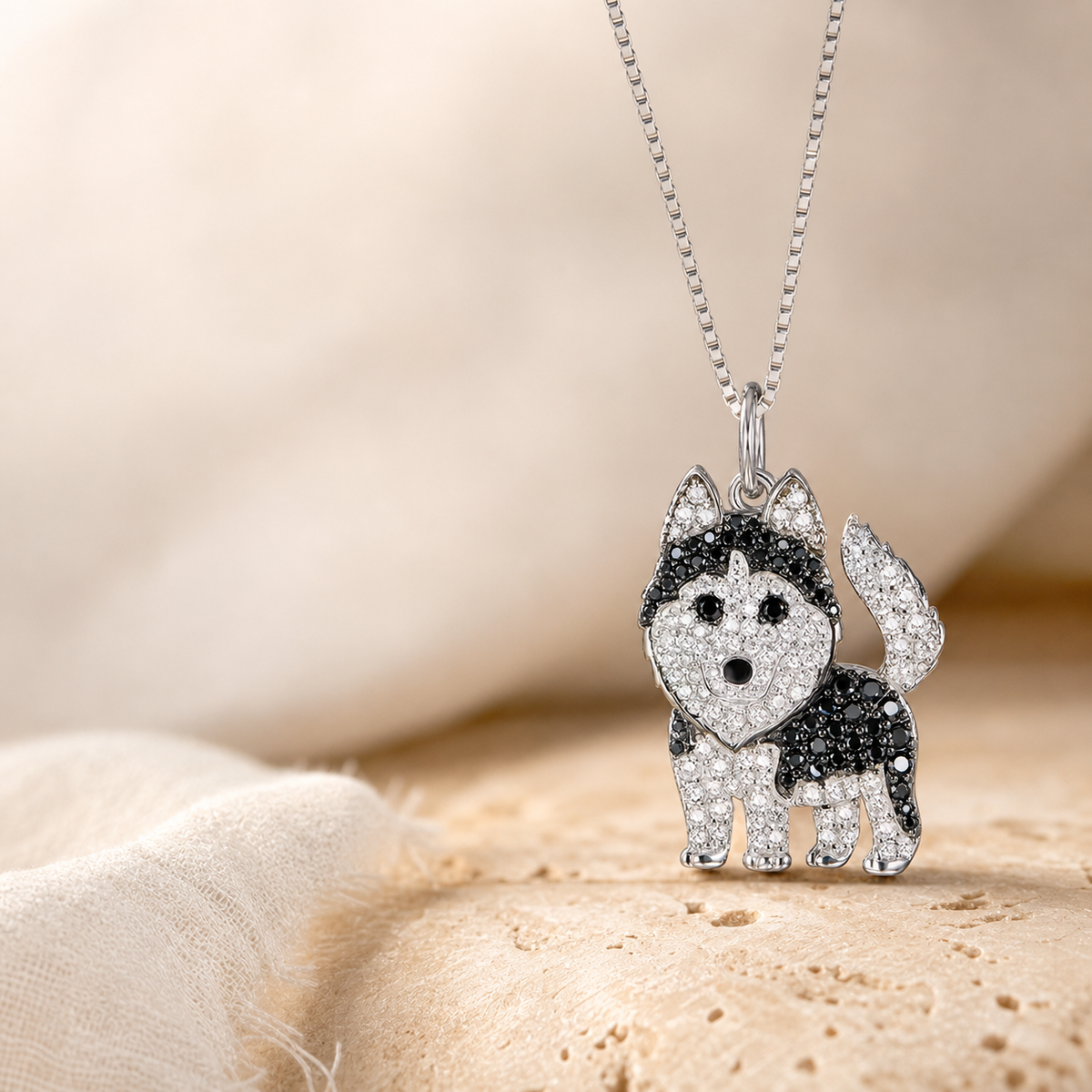 Black and Silver-Tone Husky Necklace,Studio7Fashion