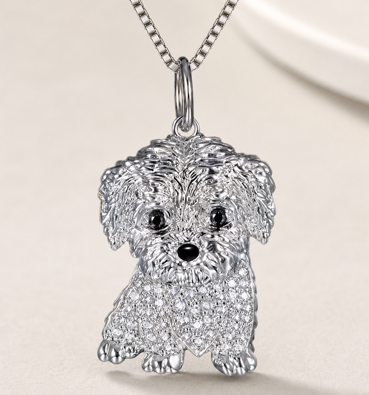 necklace, Maltese dog, dog lover, pet lover, animal jewelry, silver-tone jewelry, dog gift, pet jewelry,Studio7Fashion