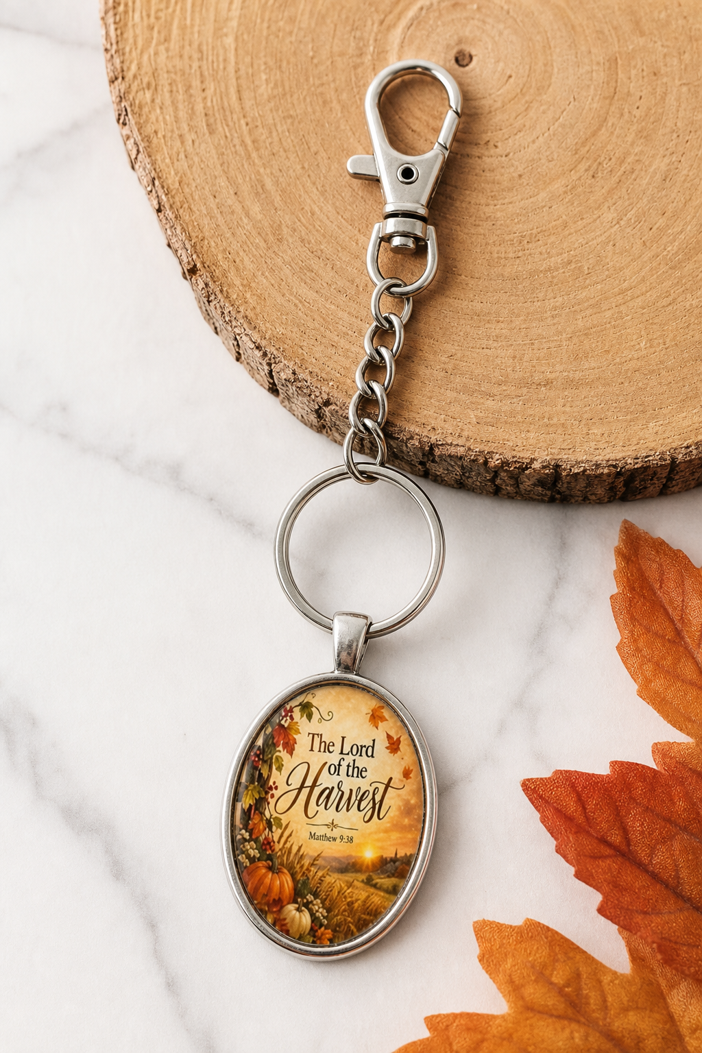 The Lord of the Harvest Oval Faith Keychain,Studio7Fashion