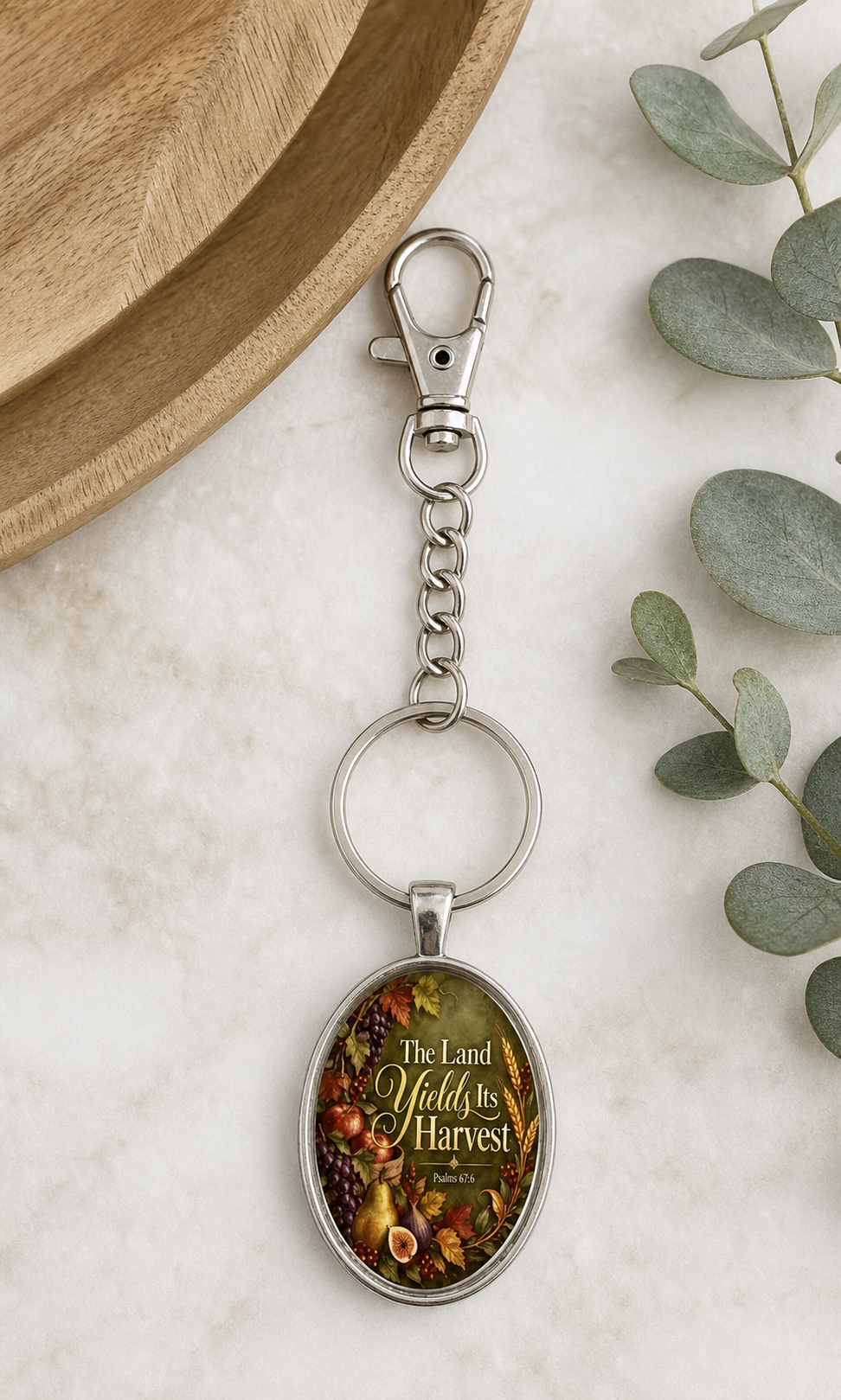 The Land Yields Its Harvest Faith Keychain,Studio7Fashion