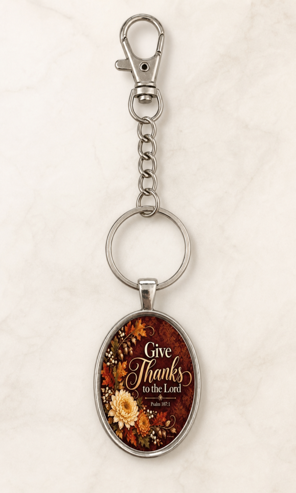 keychain, faith keychain, Christian gift, scripture gift, Psalm 100:4, Give Thanks to the Lord, floral keychain, inspirational accessory, church gift, gratitude gift,Studio7Fashion