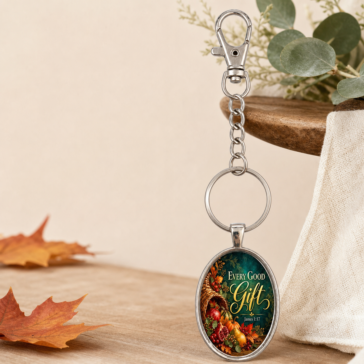 Every Good Gift James 1:17 Oval Keychain,Studio7Fashion