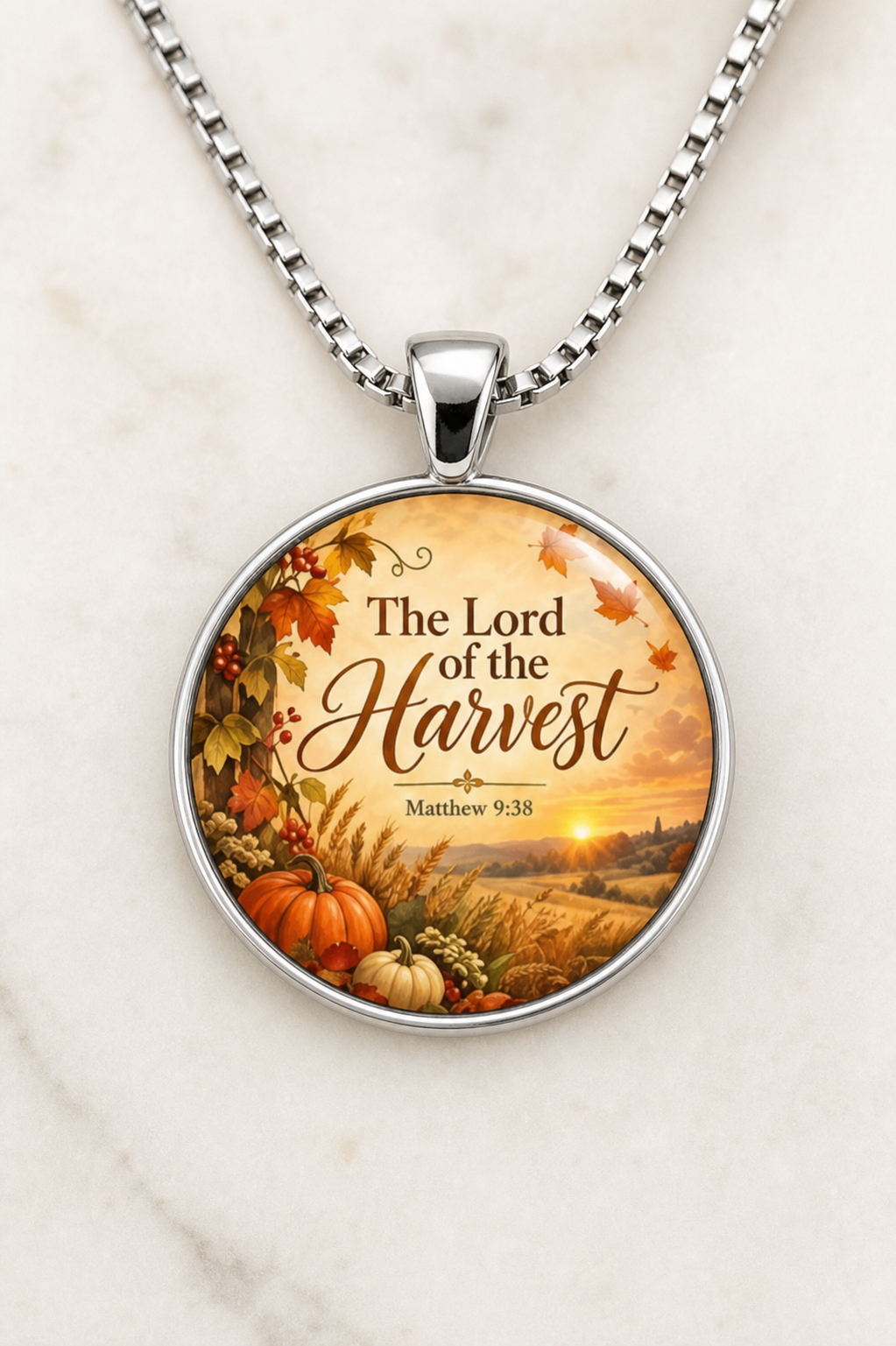 necklace, scripture necklace, faith jewelry, Christian jewelry, harvest necklace, autumn jewelry, Matthew 9:38, church jewelry, gift, orange, pumpkin jewelry, fall accessory,Studio7Fashion