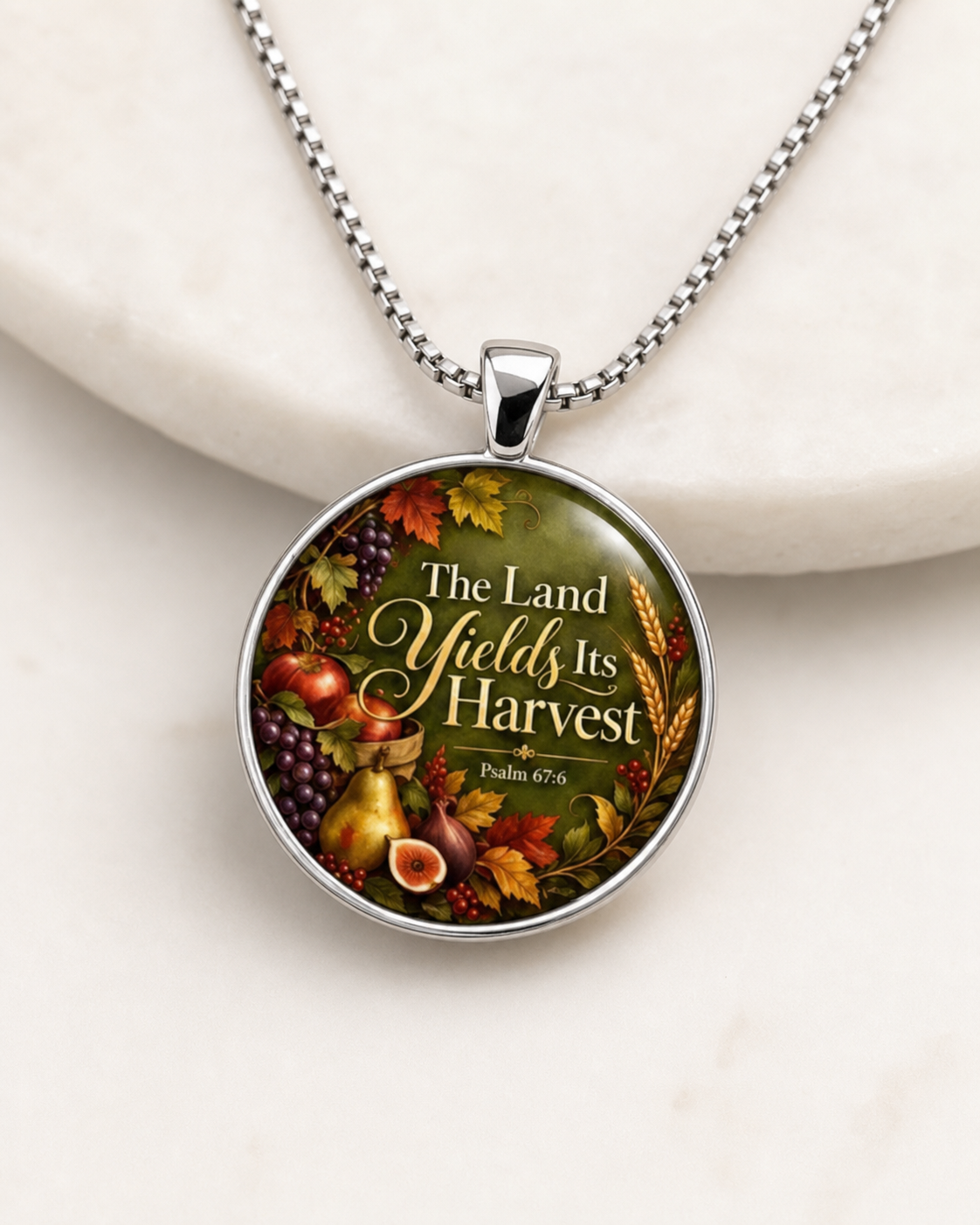necklace, faith jewelry, scripture necklace, harvest necklace, fall jewelry, autumn jewelry, Psalm 67:6, Christian gift, church jewelry, gift, red, orange, green, purple,Studio7Fashion