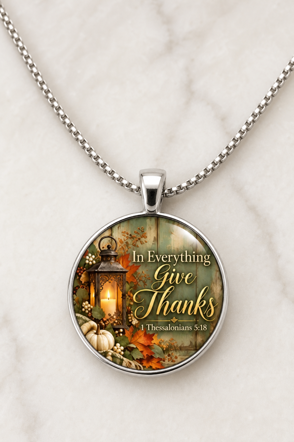 necklace, faith necklace, Christian jewelry, scripture necklace, 1 Thessalonians 5:18, autumn jewelry, fall necklace, church jewelry, faith gift, gift for her,Studio7Fashion