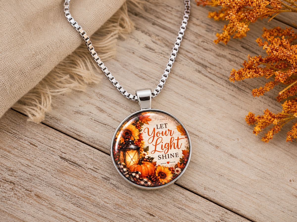 Let Your Light Shine Autumn Floral Silver Necklace,Studio7Fashion