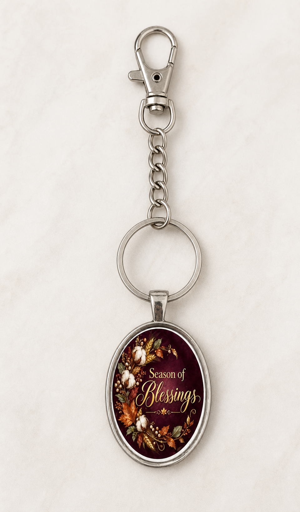 keychain, floral keychain, faith gift, inspirational gift, Season of Blessings, burgundy, floral accessory, gift, everyday accessory,Studio7Fashion