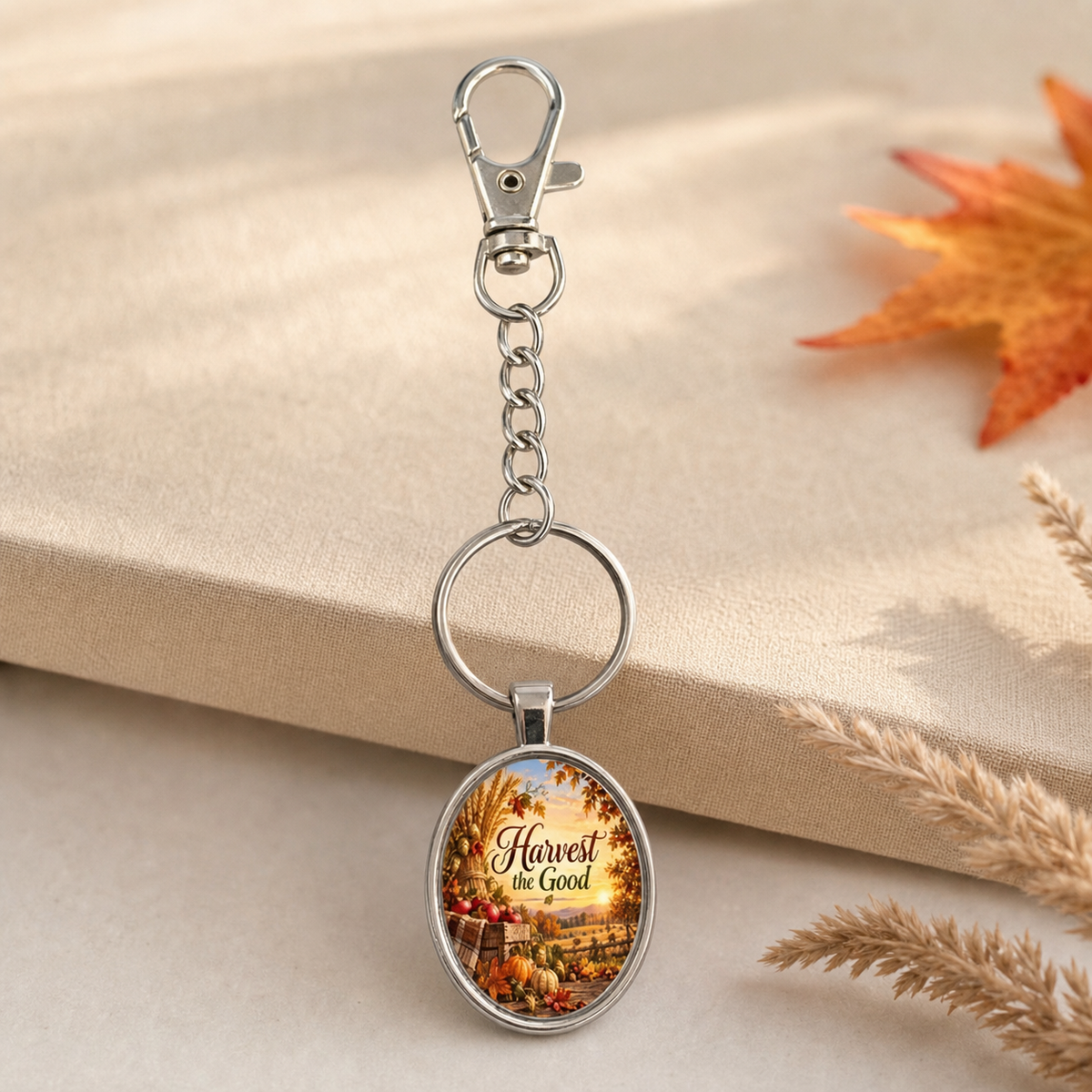 Harvest the Good Oval Harvest Keychain,Studio7Fashion