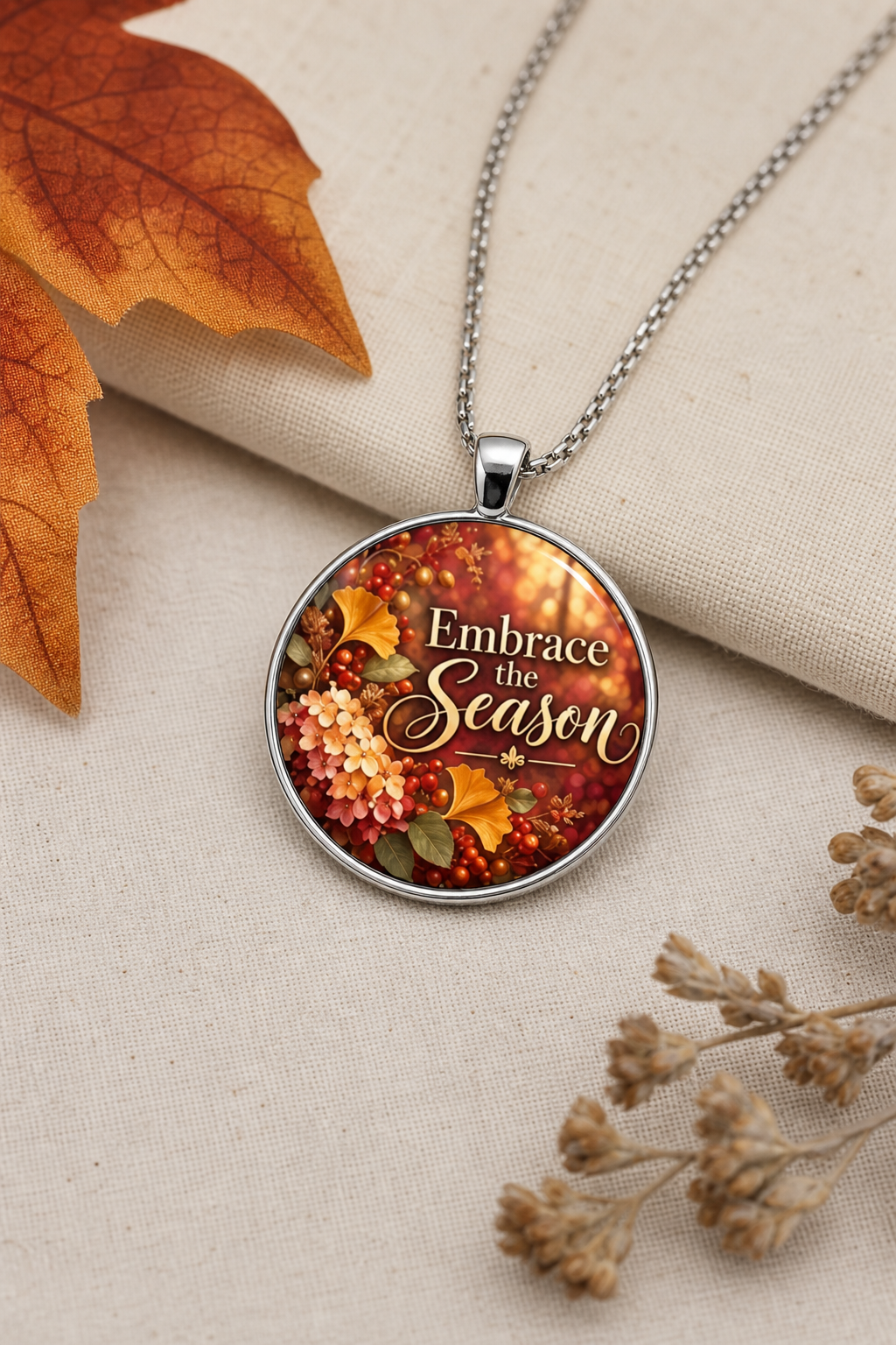 Embrace the Season Autumn Floral Pendant Necklace,Studio7Fashion