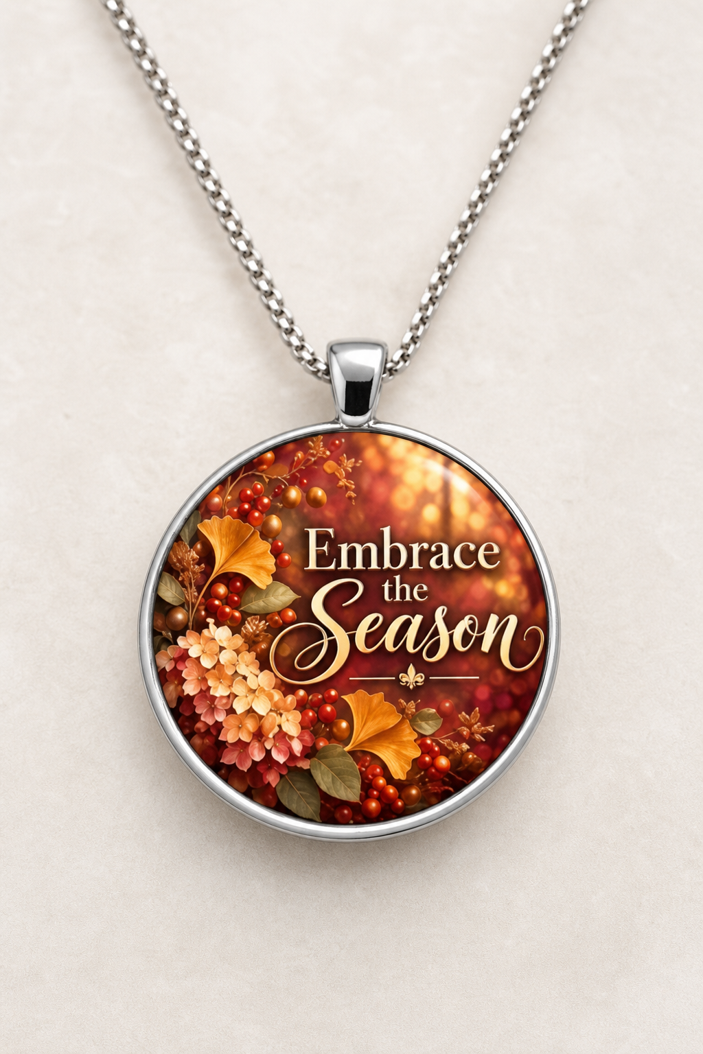 necklace, pendant necklace, autumn jewelry, fall jewelry, floral necklace, seasonal jewelry, Embrace the Season, gift,Studio7Fashion