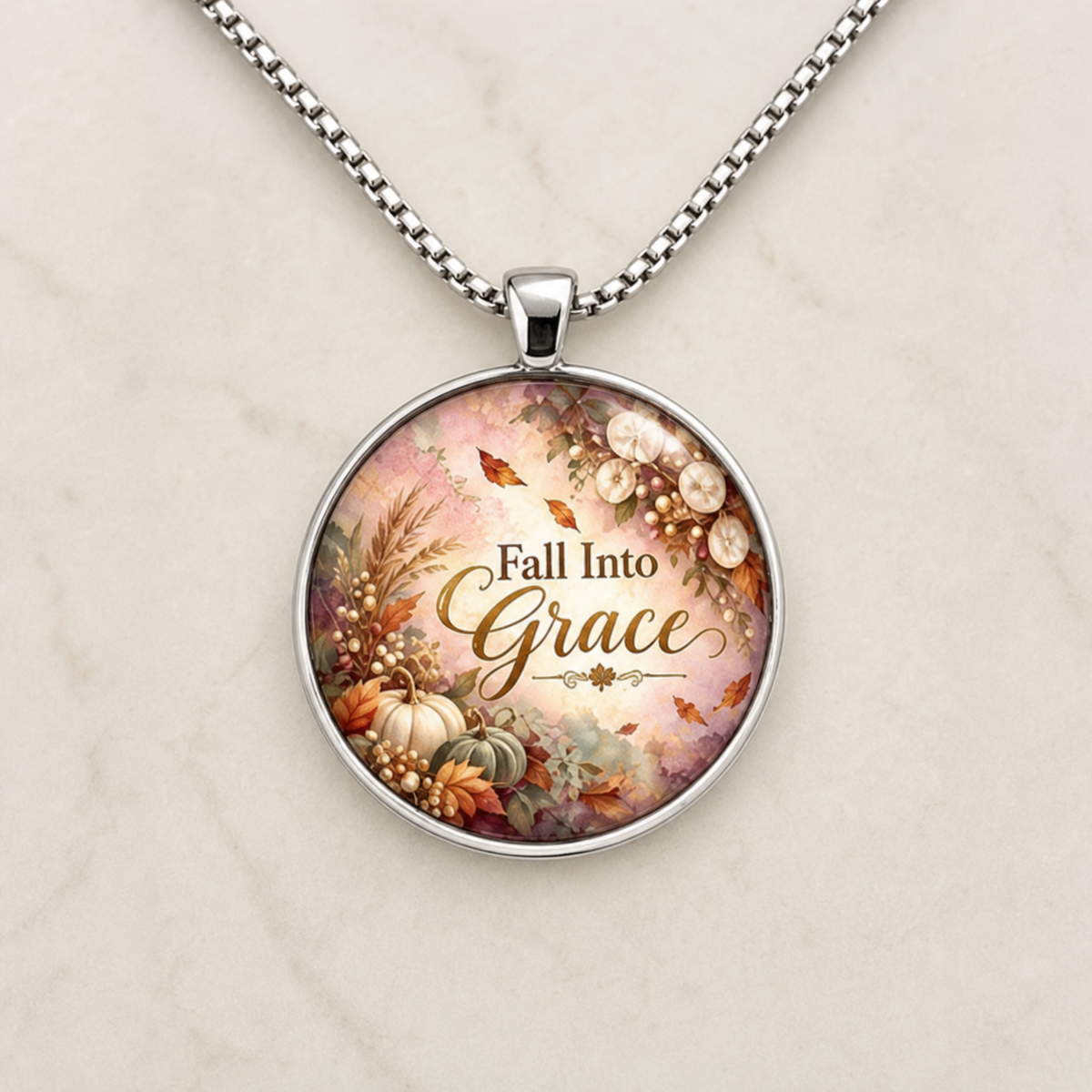 necklace, fall jewelry, autumn jewelry, floral necklace, pumpkin jewelry, botanical jewelry, Fall Into Grace, seasonal gift,Studio7Fashion