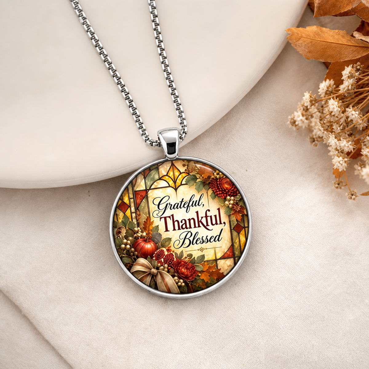 Grateful, Thankful, Blessed Harvest Necklace,Studio7Fashion