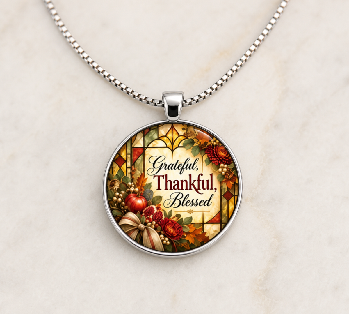 necklace, faith jewelry, Christian jewelry, grateful thankful blessed, harvest jewelry, autumn jewelry, fall jewelry, pumpkin jewelry, church gift, Thanksgiving gift, gift for her,Studio7Fashion