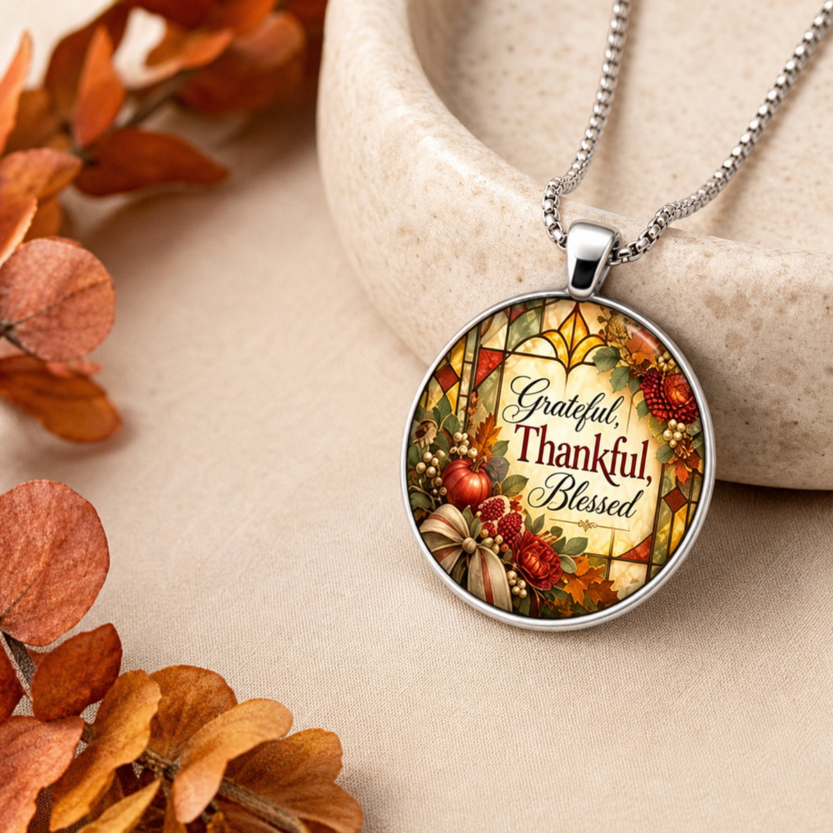 Grateful, Thankful, Blessed Harvest Necklace,Studio7Fashion