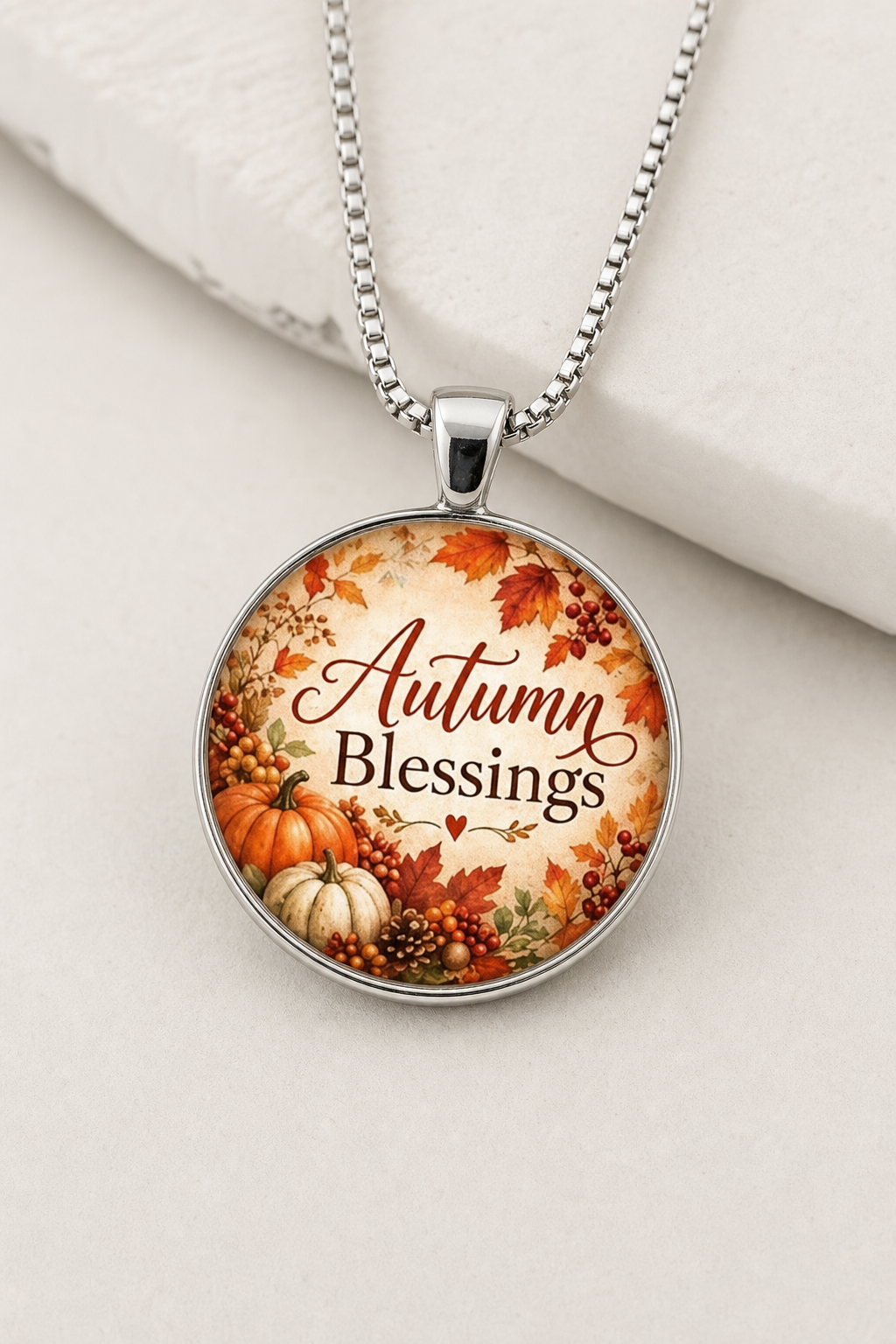 necklace, autumn necklace, fall jewelry, Autumn Blessings, harvest jewelry, pumpkin jewelry, floral jewelry, silver-tone necklace, seasonal gift, gift,Studio7Fashion