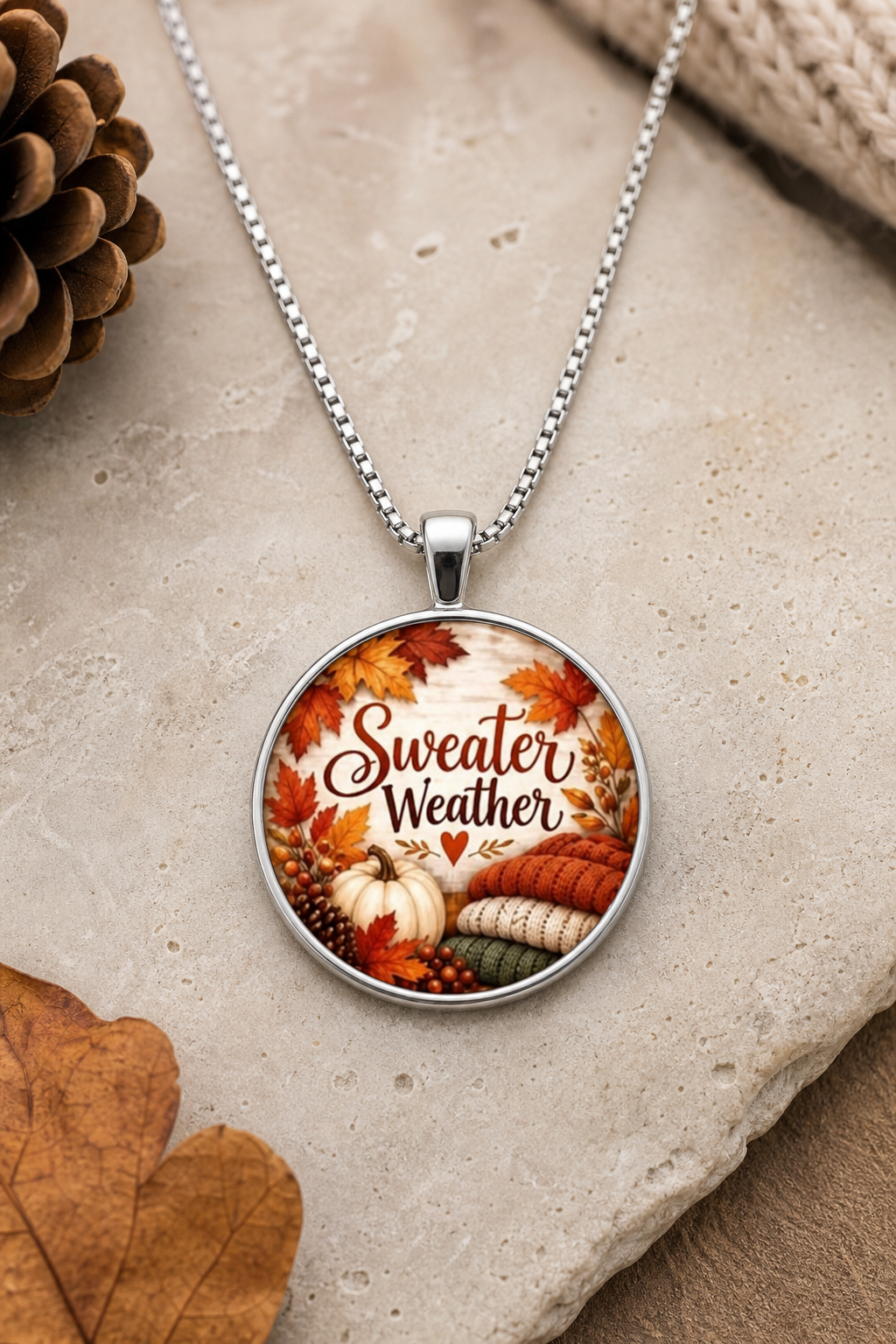 Sweater Weather Pumpkin Autumn Necklace,Studio7Fashion