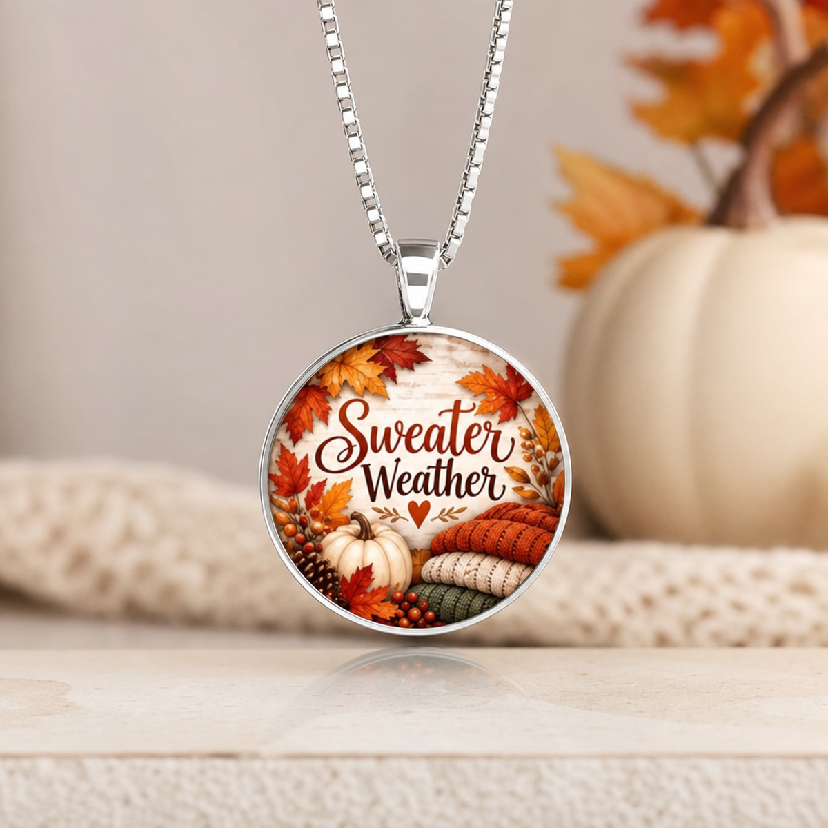 Sweater Weather Pumpkin Autumn Necklace,Studio7Fashion