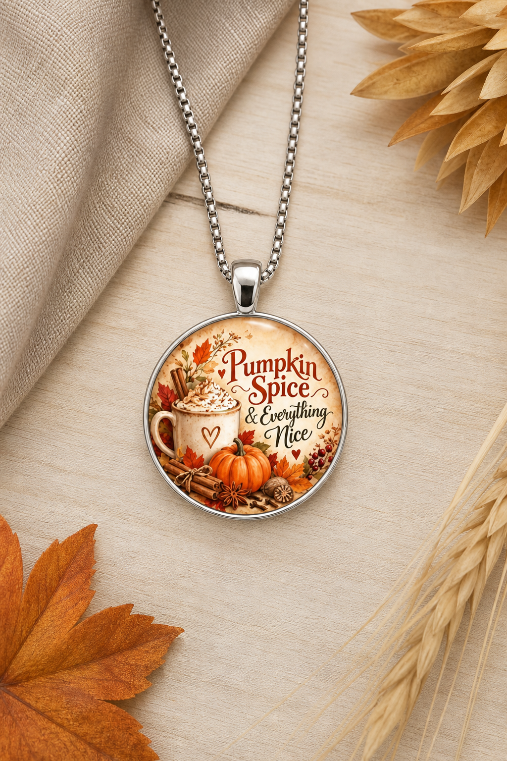 Pumpkin Spice & Everything Nice Necklace,Studio7Fashion