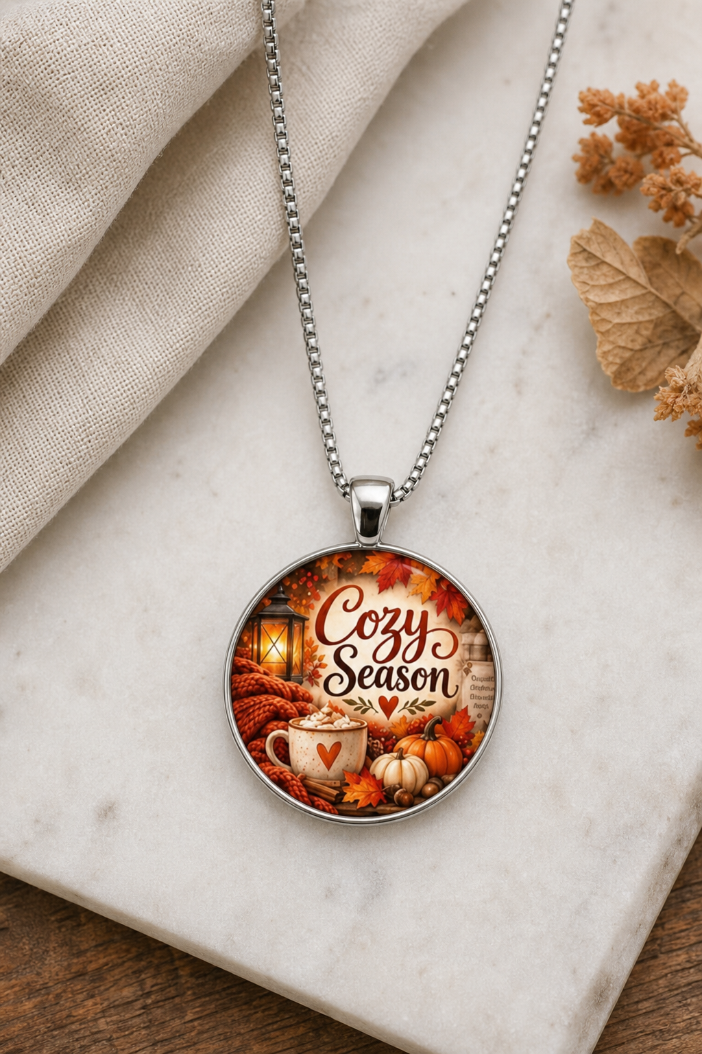 Cozy Season Fall Pendant Necklace,Studio7Fashion