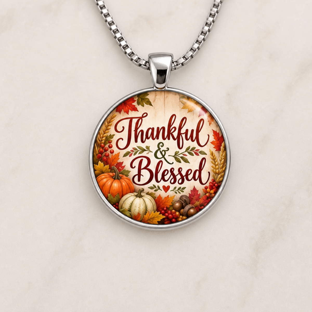 necklace, pendant necklace, thankful and blessed, fall jewelry, autumn jewelry, harvest jewelry, Thanksgiving, seasonal gift, grateful, pumpkins, faith-inspired,Studio7Fashion