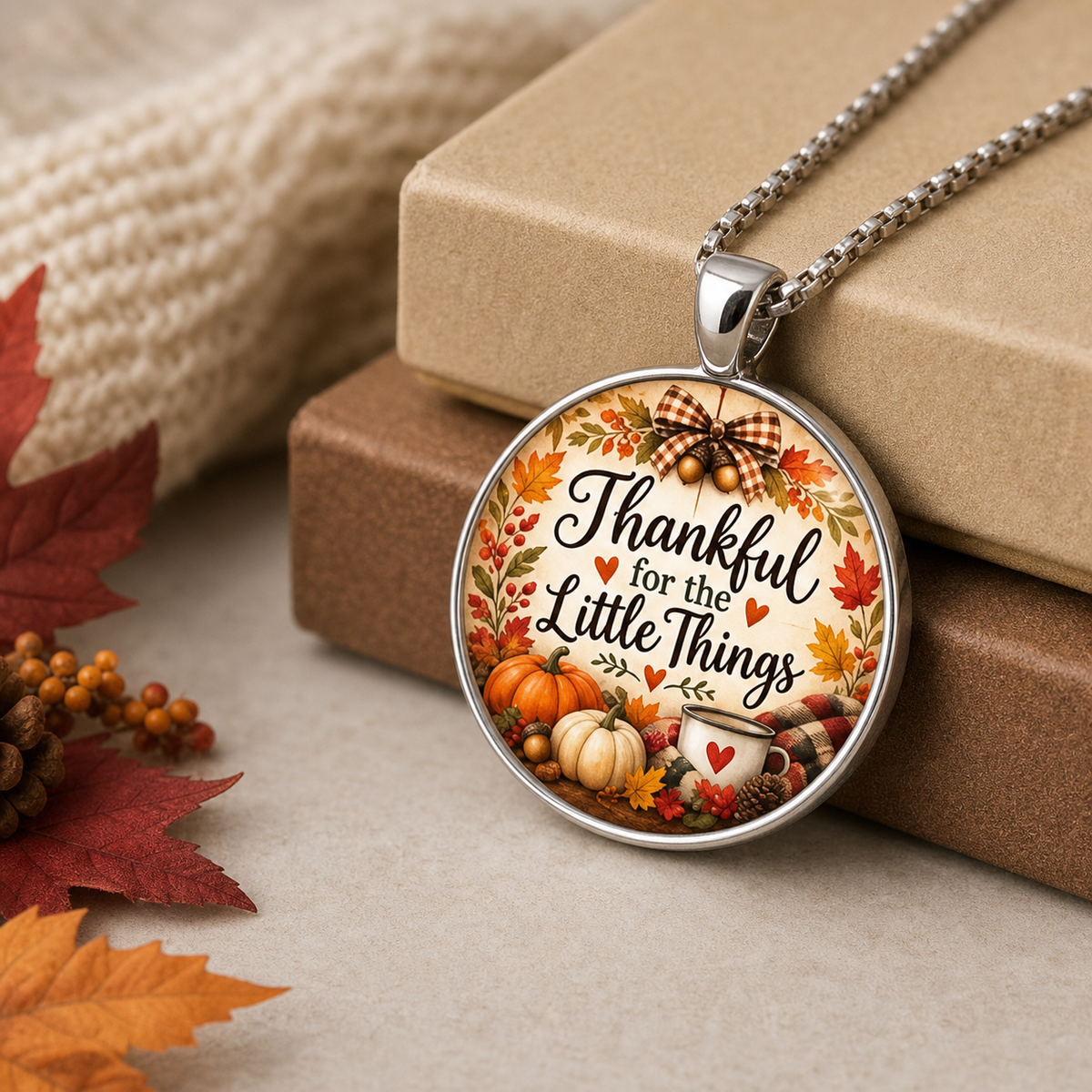 Thankful for the Little Things Autumn Pumpkin Necklace,Studio7Fashion