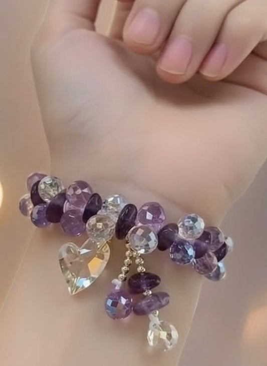Amethyst Love Cluster Bracelet