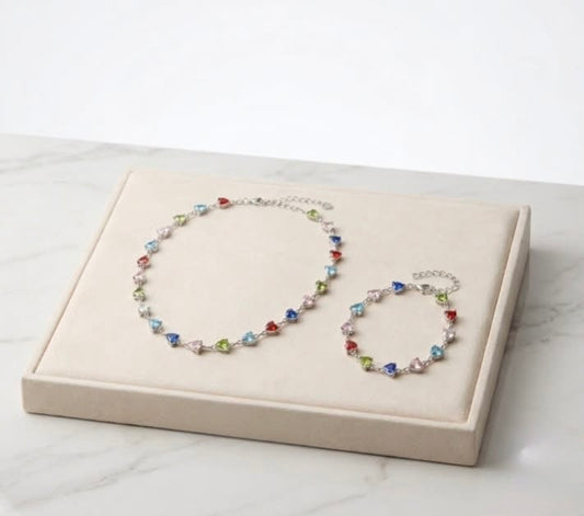 Prism of Hearts Necklace Bracelet Set