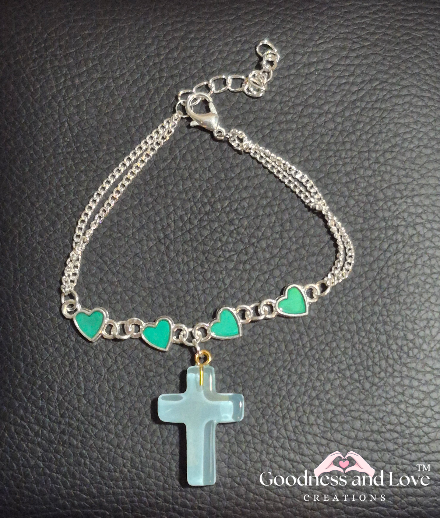Turquoise Heart Cross Bracelet