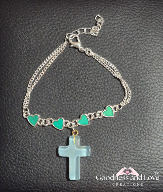 Turquoise Heart Cross Bracelet