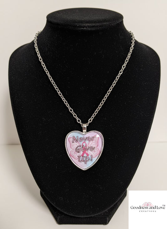 Never Give Up Awareness Necklace