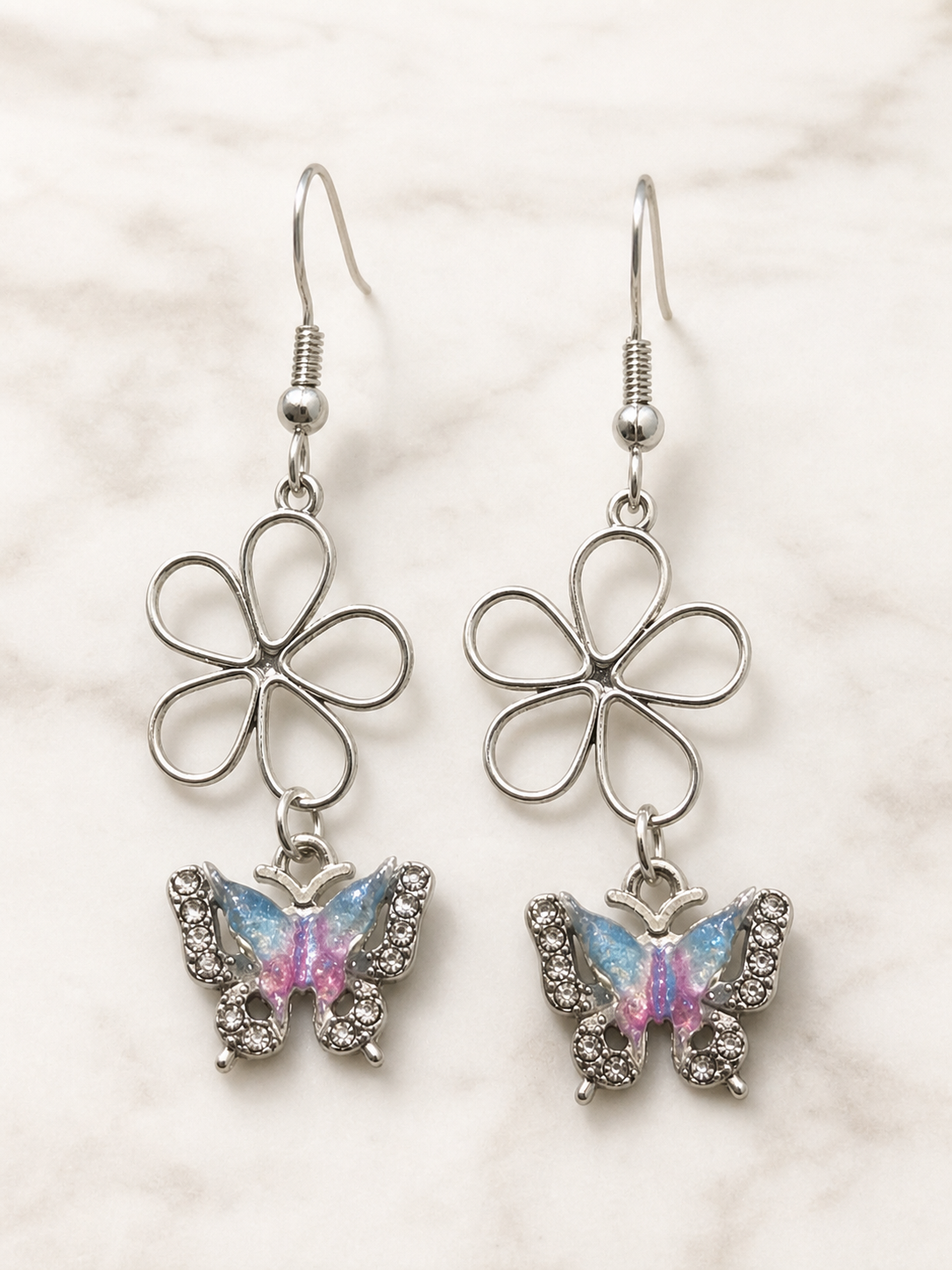 earrings, drop earrings, handmade earrings, iridescent jewelry, silver-tone jewelry, colorful earrings, statement earrings, gift,Studio7Fashion
