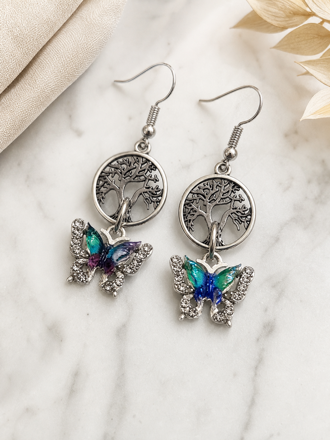 Tree of Life Butterfly Earrings,Studio7Fashion