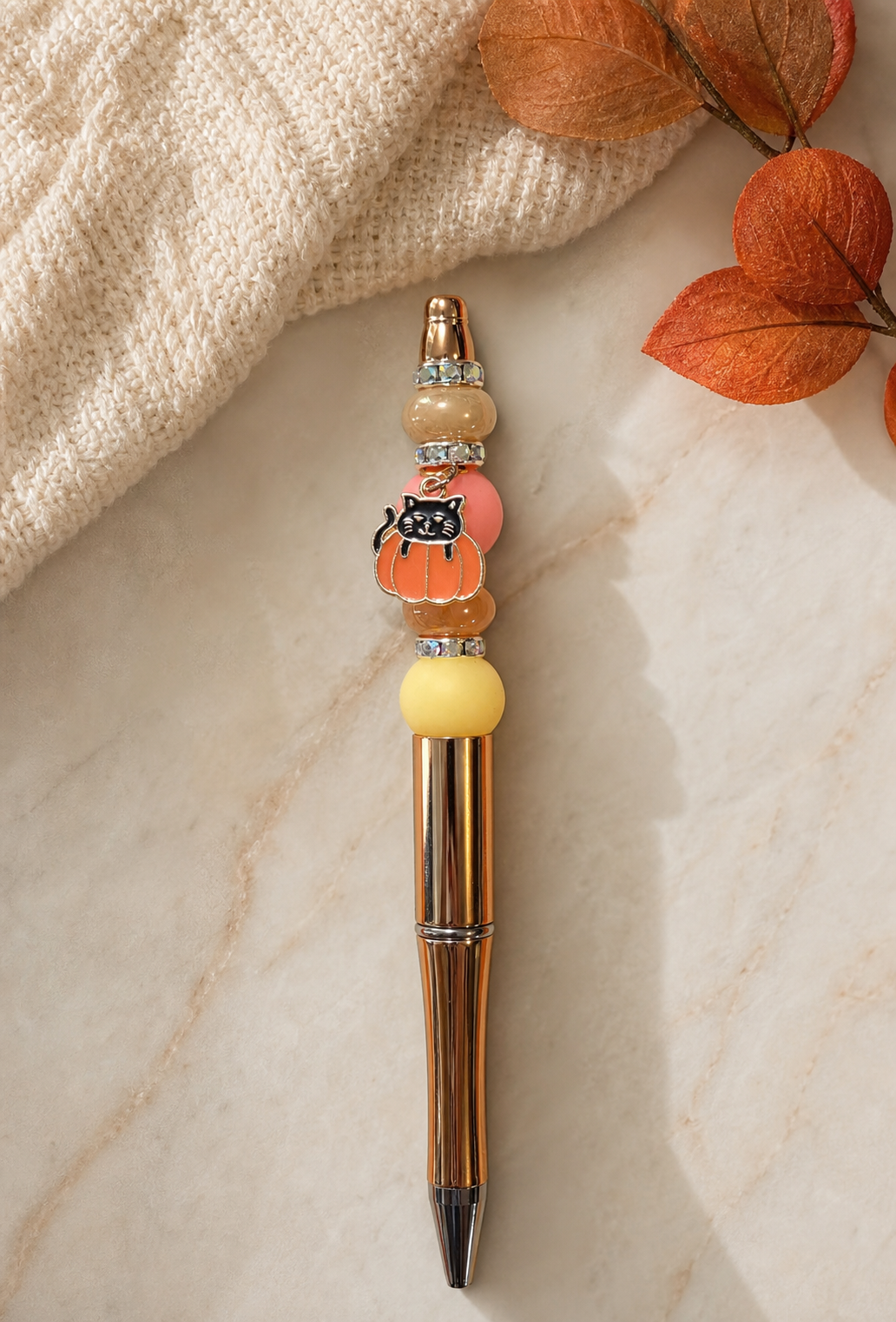 Cat Pumpkin Beaded Pen,Studio7Fashion