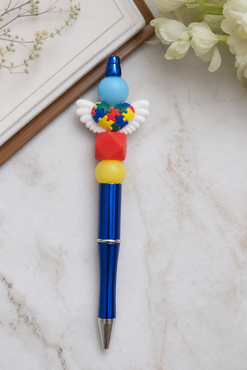 Blue Puzzle Wing Design Pen,Studio7Fashion