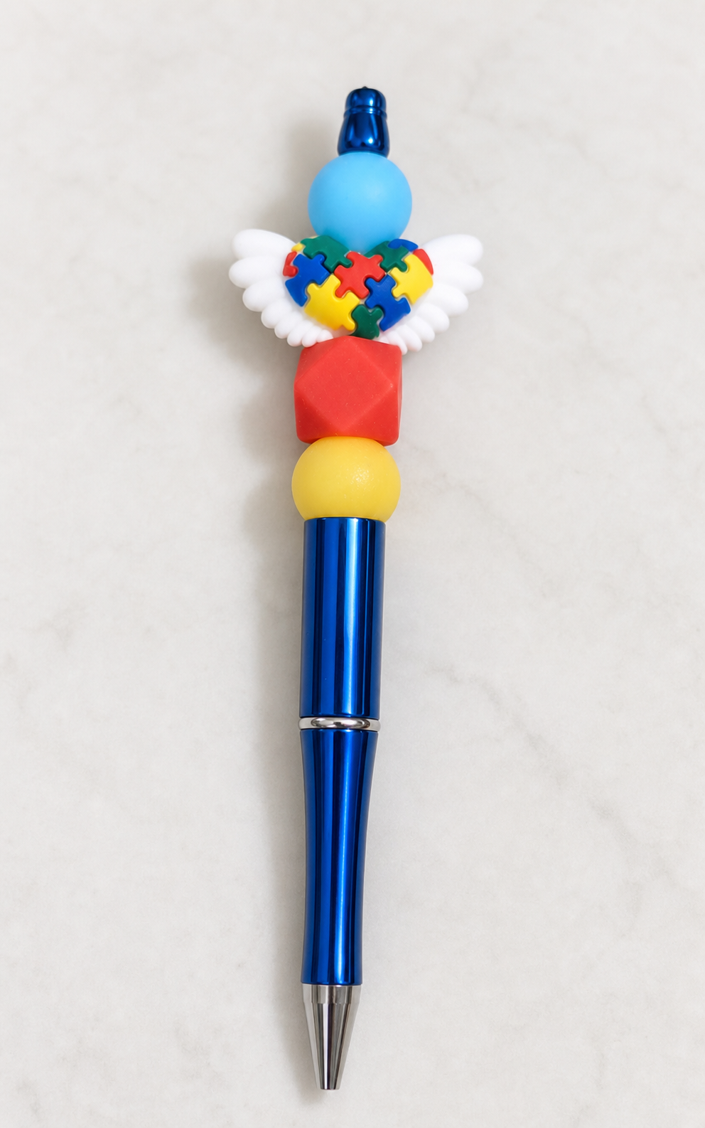 pen, writing instrument, blue pen, colorful pen, puzzle design, wing design, office supplies, school supplies, work, gift, unisex,Studio7Fashion