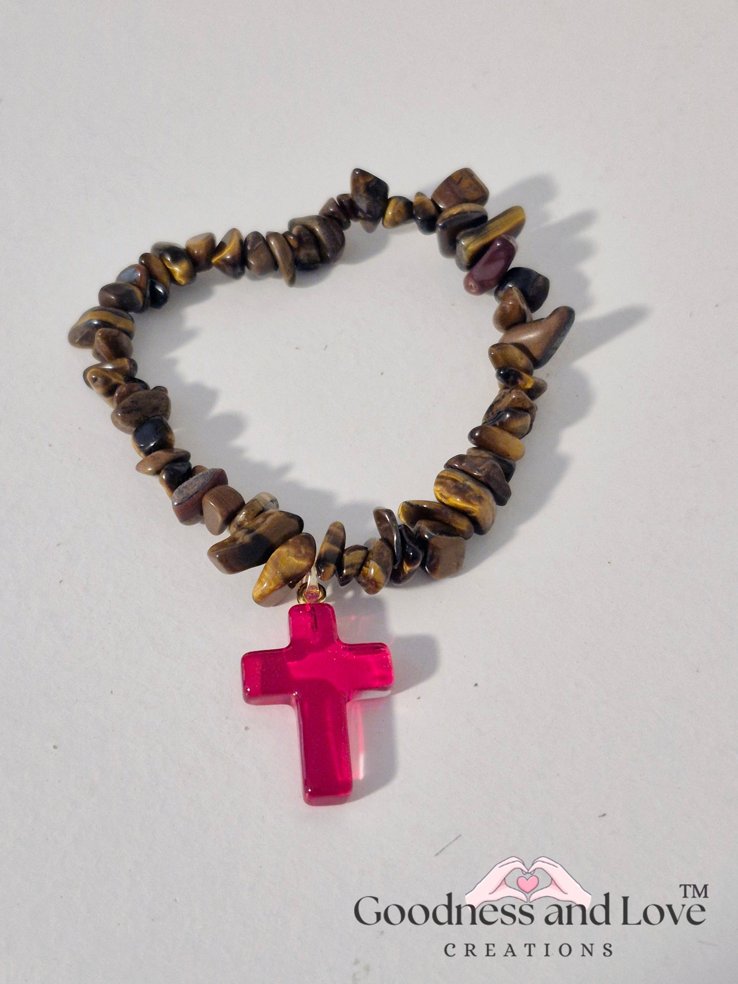 Ruby Red Cross Stone Bracelet