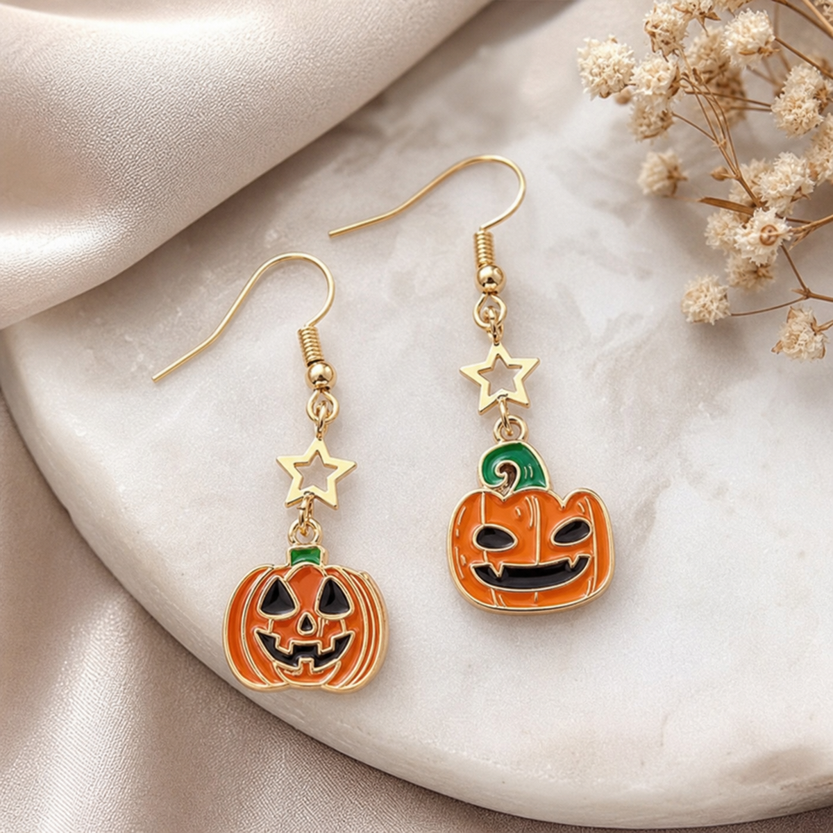 Halloween Pumpkin Star Dangle Earrings,Studio7Fashion