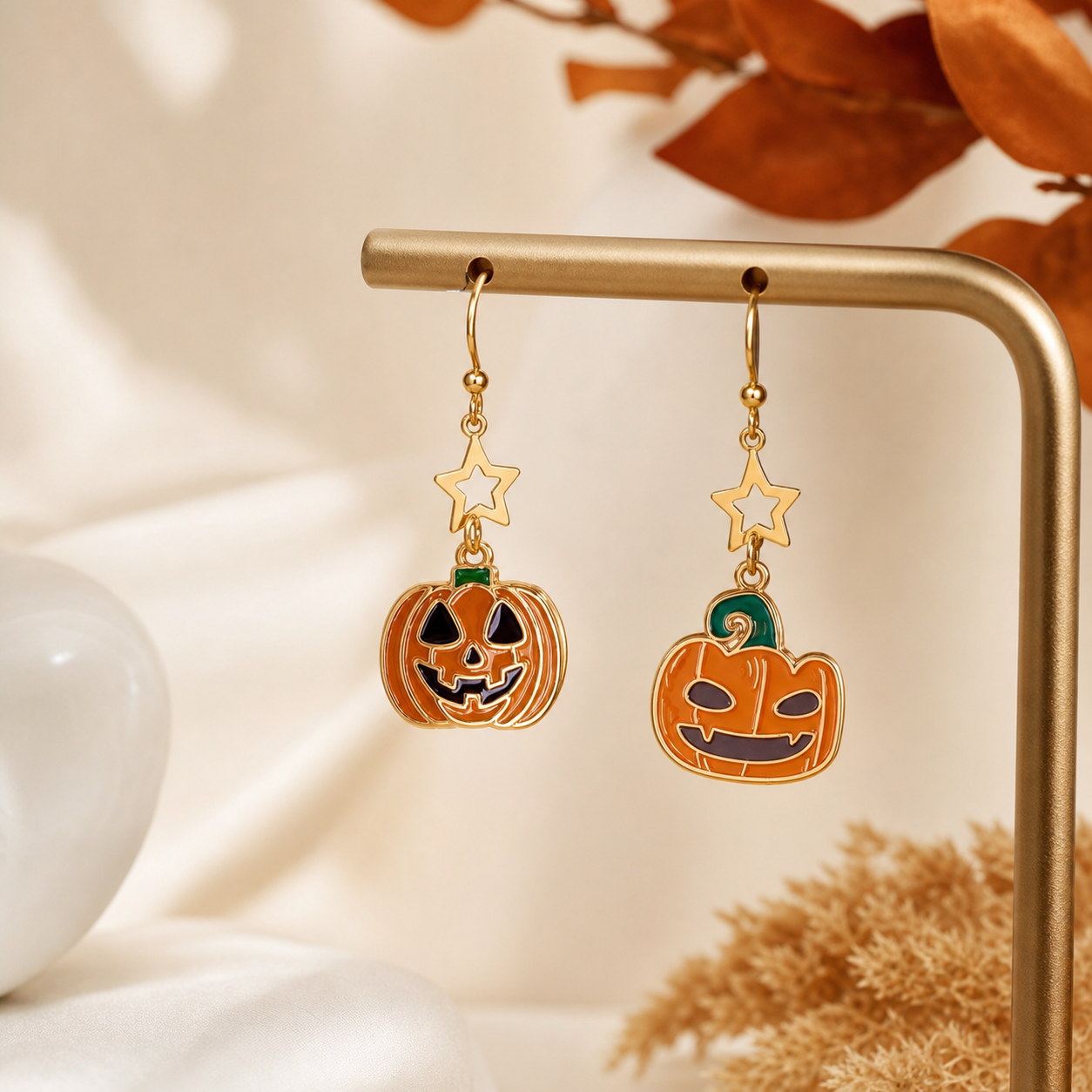 Halloween Pumpkin Star Dangle Earrings,Studio7Fashion