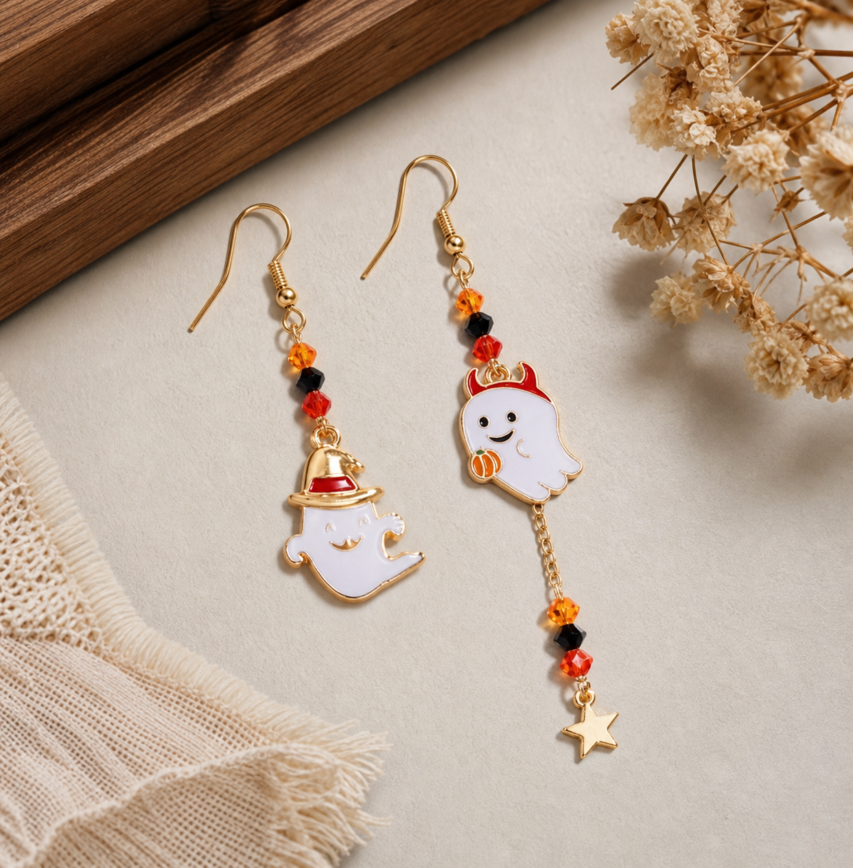 Ghost Charm Halloween Dangle Earrings,Studio7Fashion