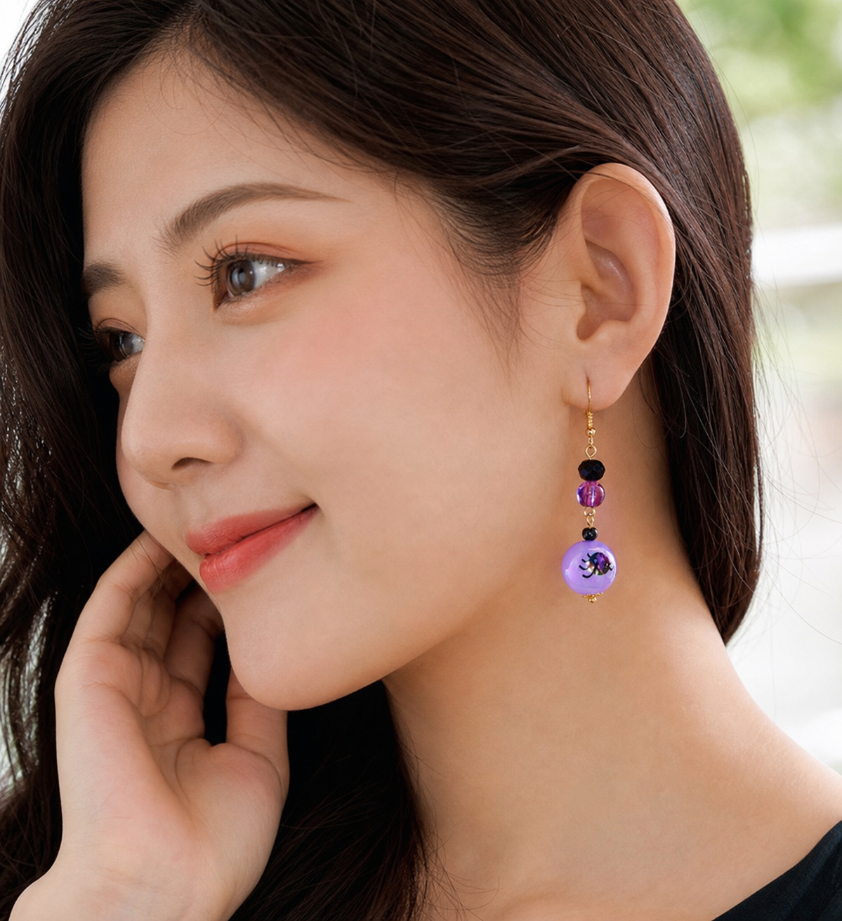 Purple Floral Beaded Drop Earrings | Studio7Fashion,Studio7Fashion