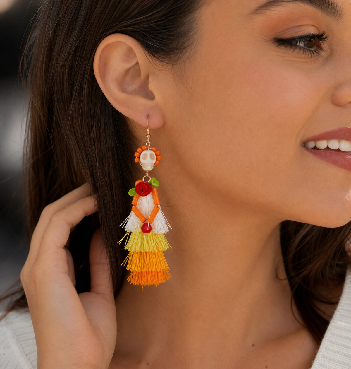 Colorful Skull Motif Tassel Earrings | Studio7Fashion,Studio7Fashion