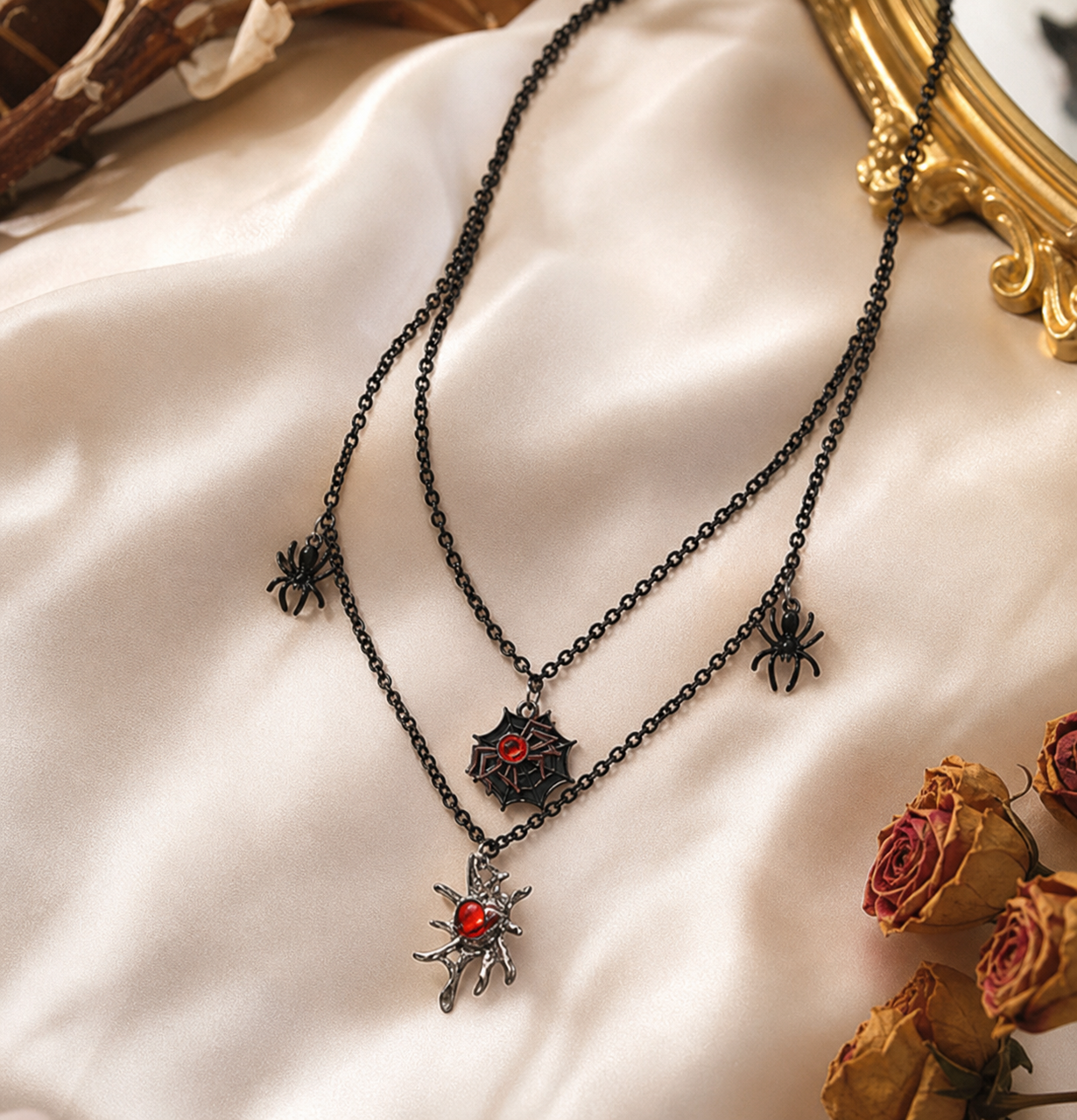 Gothic Spider Layered Necklace,Studio7Fashion