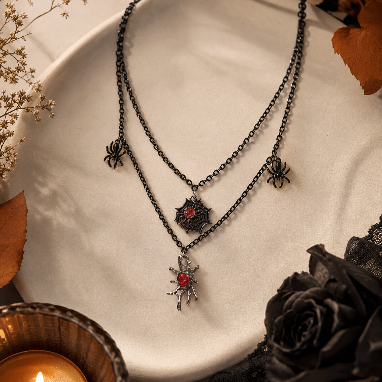 Gothic Spider Layered Necklace,Studio7Fashion