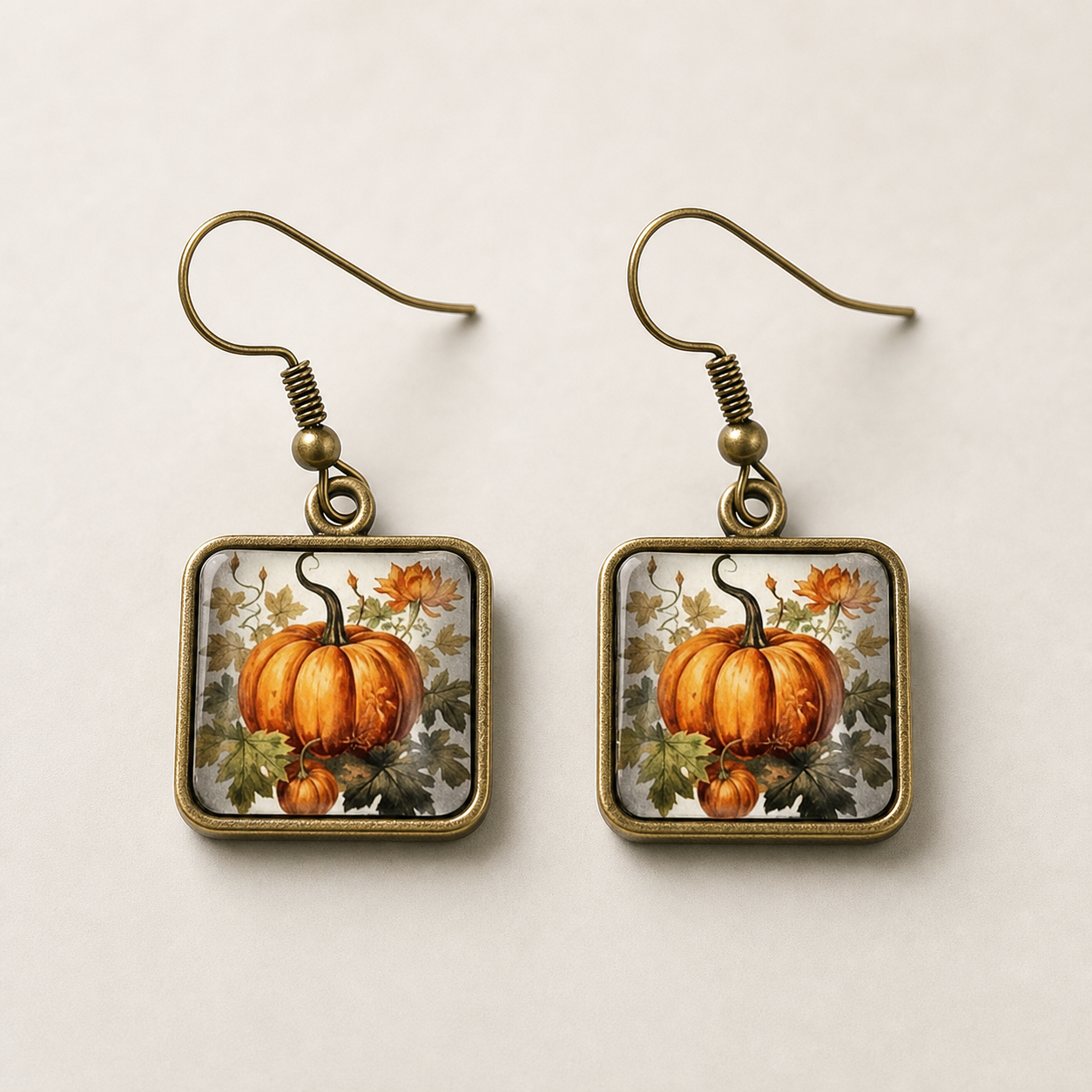earrings, dangle earrings, pumpkin earrings, fall jewelry, autumn accessories, floral earrings, orange earrings, gift, everyday wear,Studio7Fashion