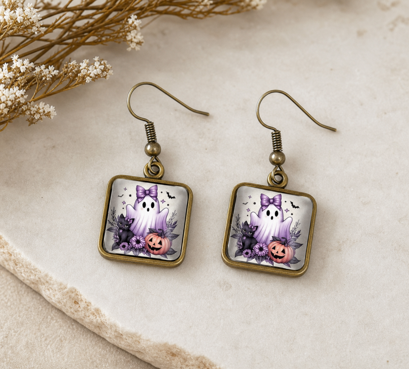 Purple Ghost Halloween Earrings,Studio7Fashion