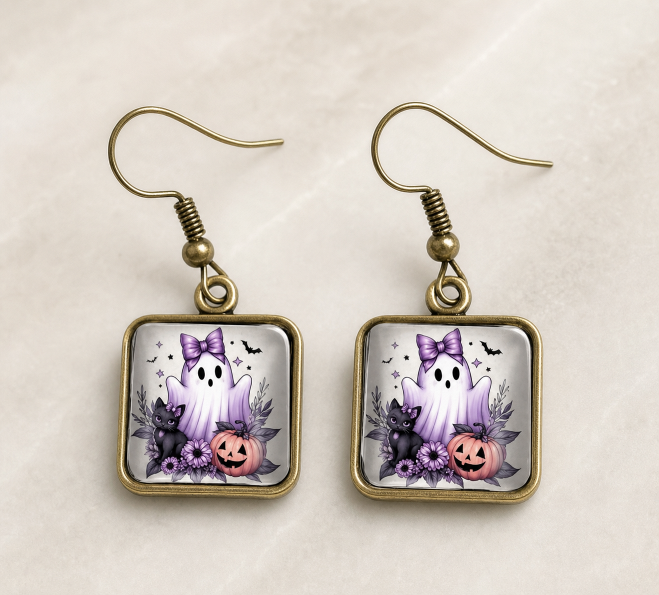 earrings, Halloween jewelry, Halloween earrings, ghost earrings, fall accessories, purple jewelry, pumpkin jewelry, spooky accessories, Halloween gift, party jewelry,Studio7Fashion