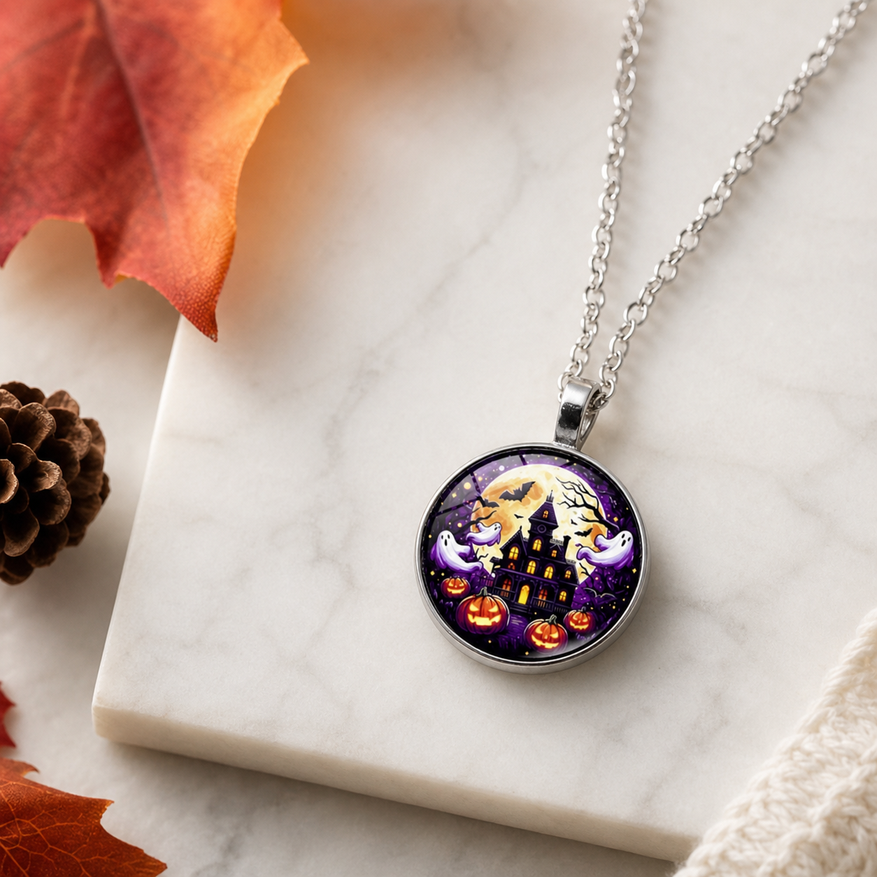 Halloween Haunted House Necklace,Studio7Fashion